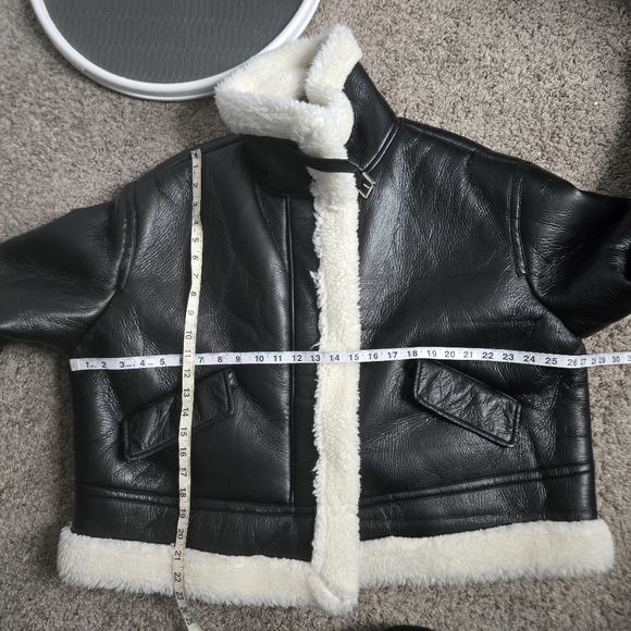 Unbranded Black Faux Sherling Aviator Jacket Size 12 - Picture 8 of 9